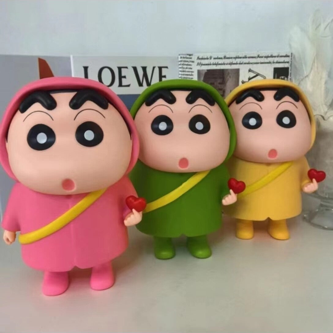 Crayon Shin-chan Raincoat PVC Figurine Set of 3 – 22cm Anime Collectible | HOMEINA