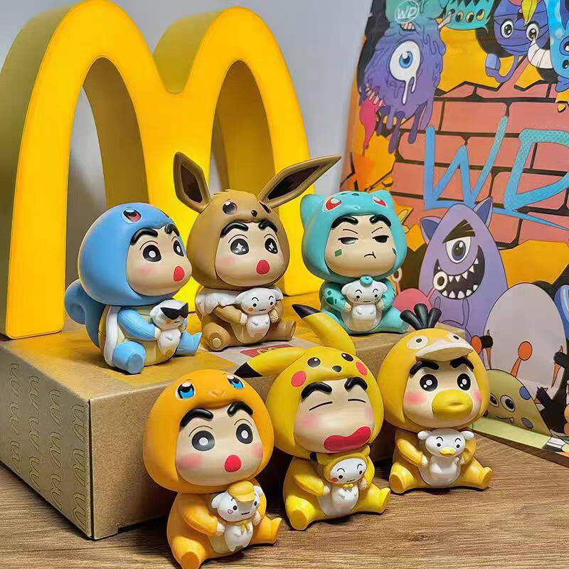 Crayon Shin-chan x Pokémon PVC Figurine Set – 6pcs Anime Collectible 6cm | HOMEINA