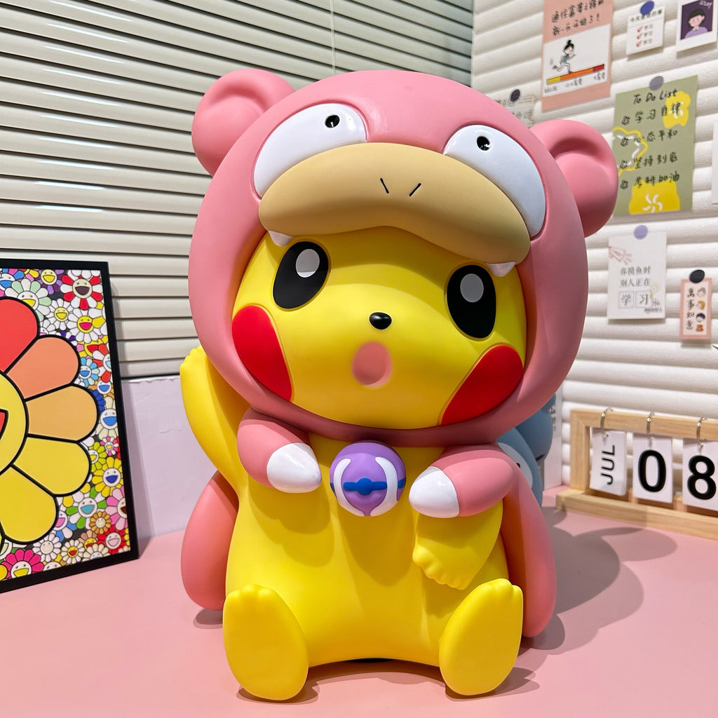 Pikachu Pink Bear Costume PVC Figurine 41cm – Anime Collectible Desk Decor | HOMEINA