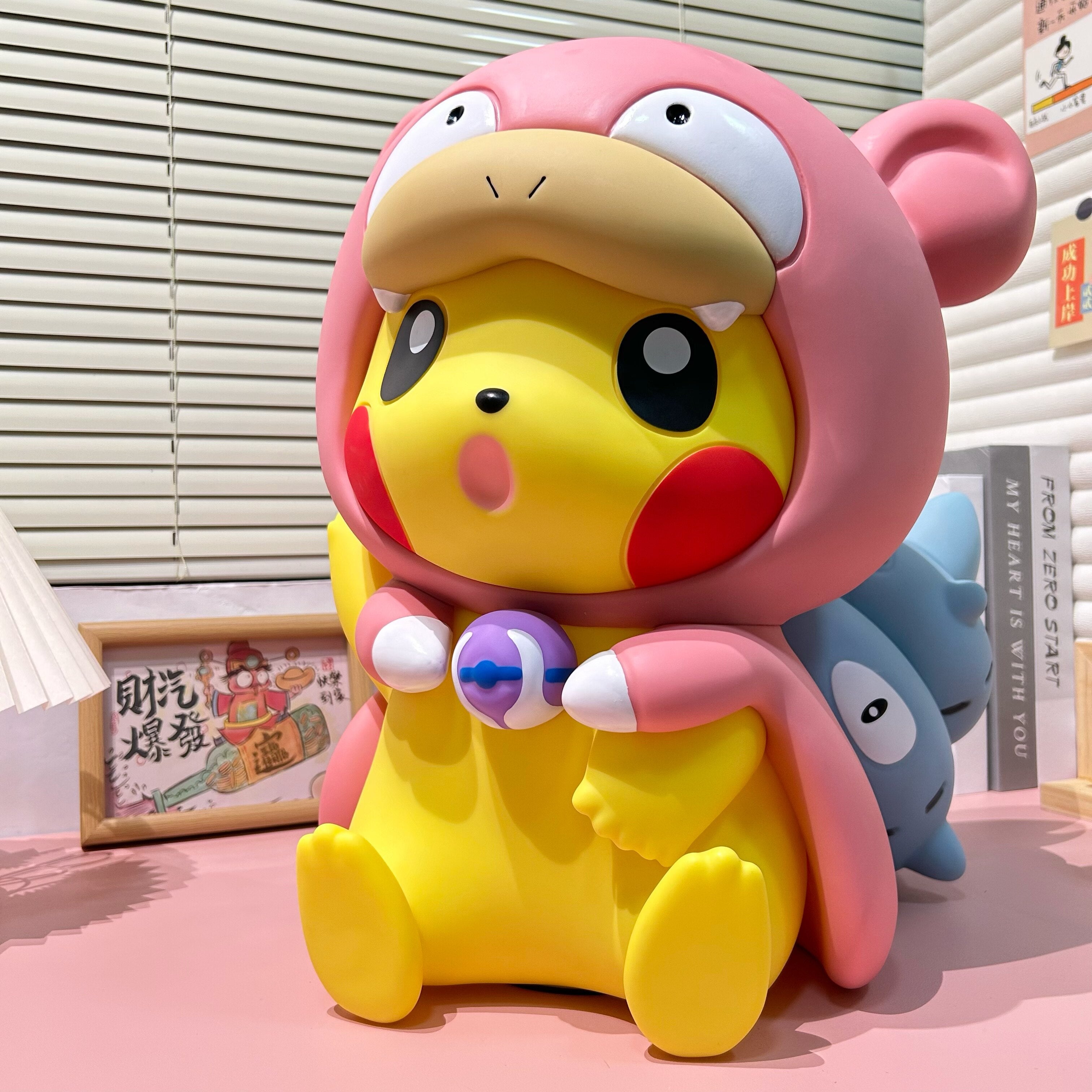 Pikachu Pink Bear Costume PVC Figurine 41cm – Anime Collectible Desk Decor | HOMEINA