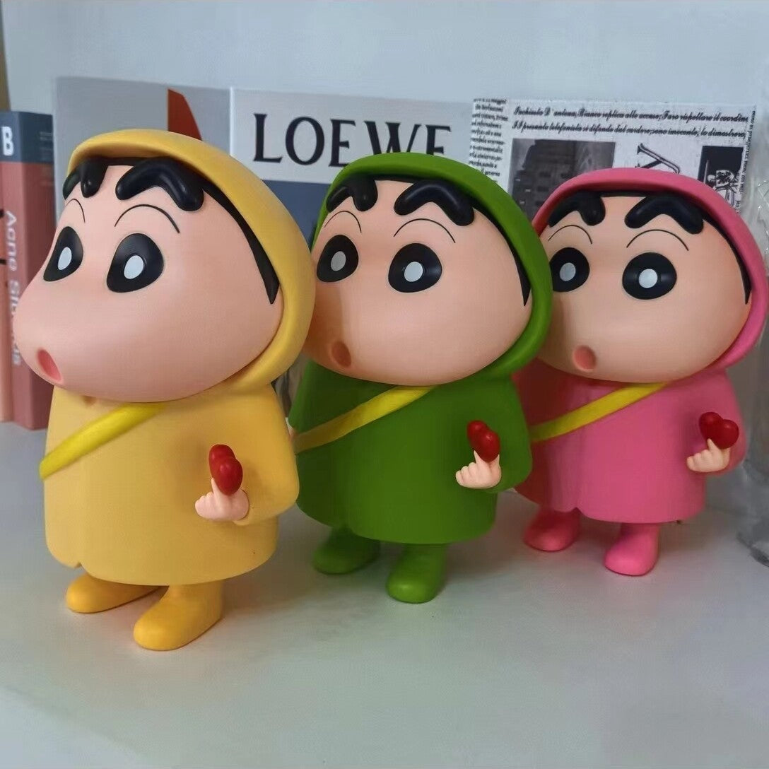 Crayon Shin-chan Raincoat PVC Figurine Set of 3 – 22cm Anime Collectible | HOMEINA