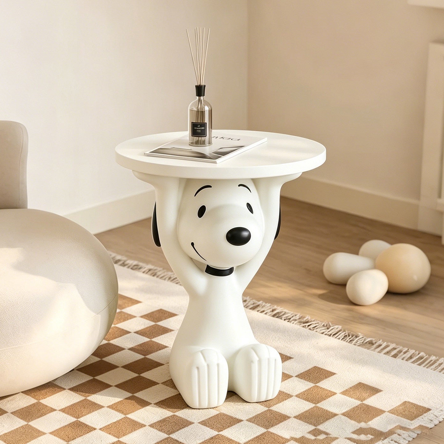 Snoopy Resin Side Table – Peanuts Art Toy Home Decor | HOMEINA