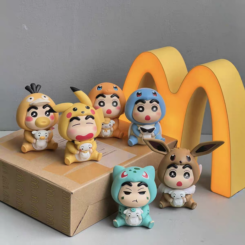 Crayon Shin-chan x Pokémon PVC Figurine Set – 6pcs Anime Collectible 6cm | HOMEINA