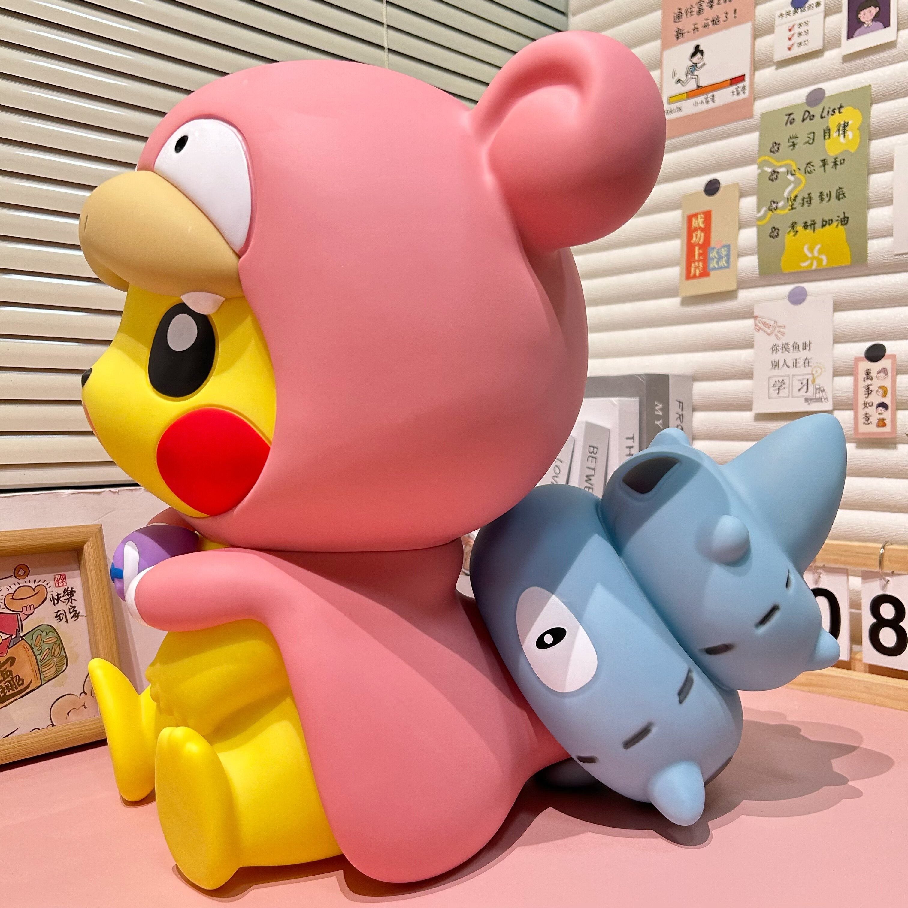 Pikachu Pink Bear Costume PVC Figurine 41cm – Anime Collectible Desk Decor | HOMEINA