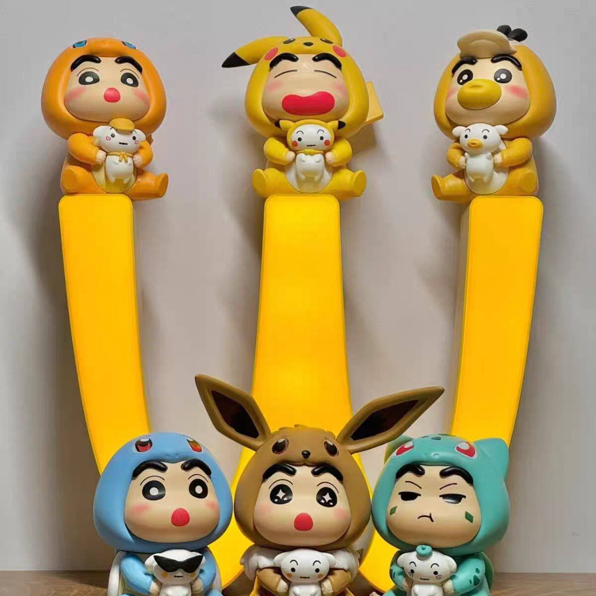 Crayon Shin-chan x Pokémon PVC Figurine Set – 6pcs Anime Collectible 6cm | HOMEINA