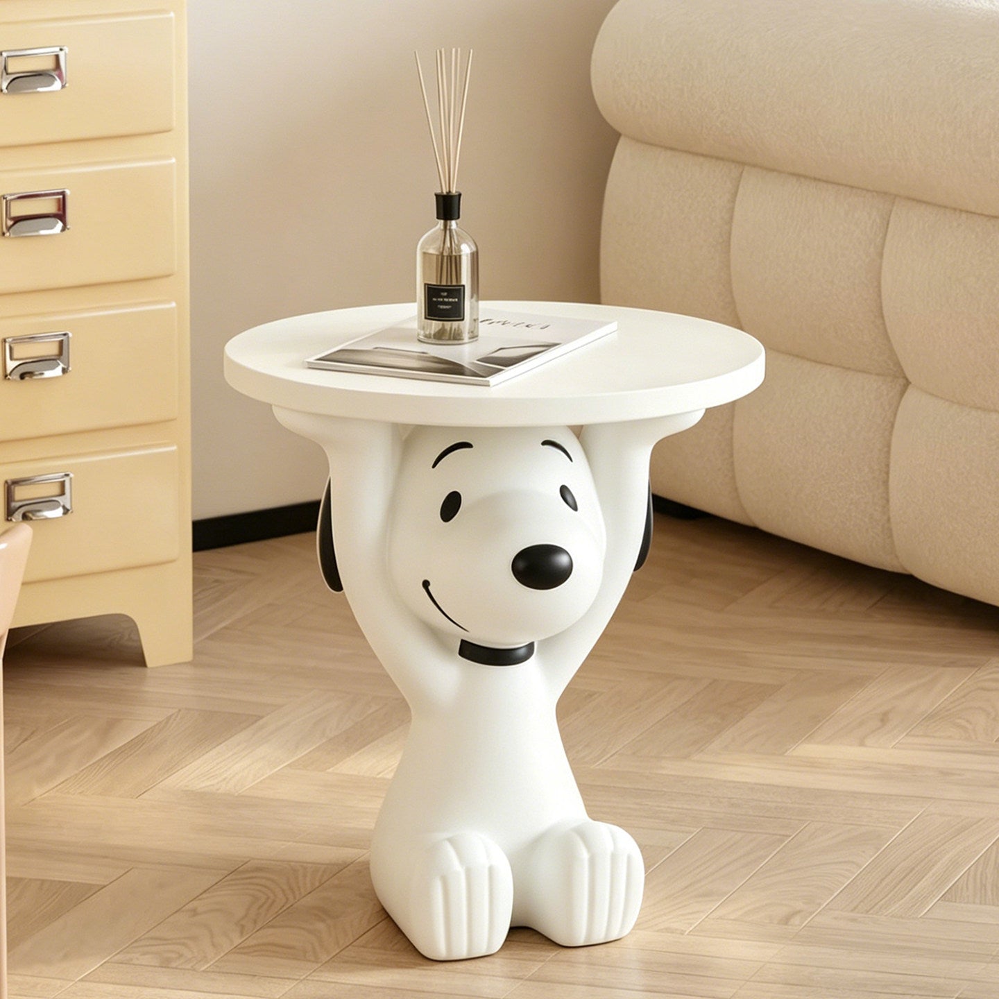 Snoopy Resin Side Table – Peanuts Art Toy Home Decor | HOMEINA