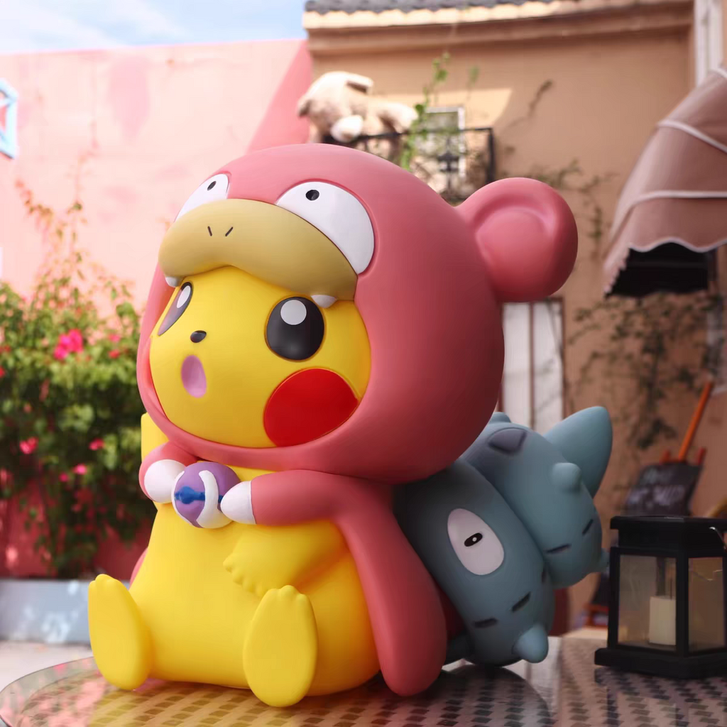 Pikachu Pink Bear Costume PVC Figurine 41cm – Anime Collectible Desk Decor | HOMEINA
