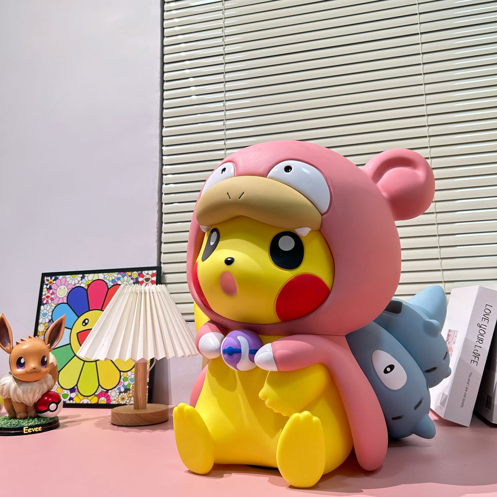 Pikachu Pink Bear Costume PVC Figurine 41cm – Anime Collectible Desk Decor | HOMEINA