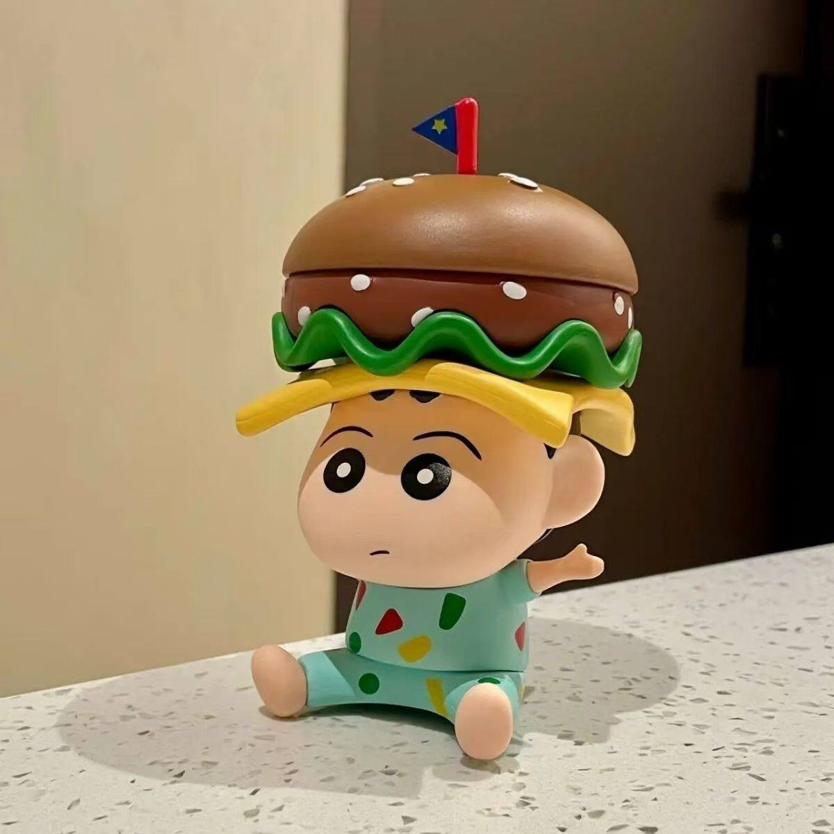 Crayon Shin-chan Burger Hat PVC Figurine – 16cm Anime Collectible | HOMEINA