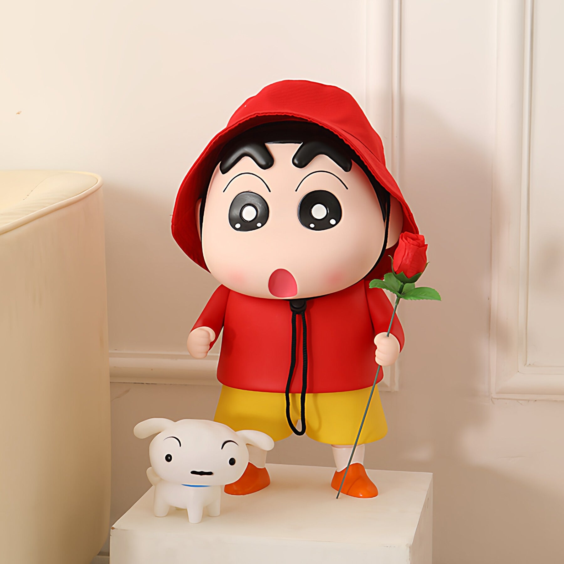 Crayon Shin-chan Hoodie PVC Figurine 40cm – 3 Colors, with Shiro & Rose | HOMEINA