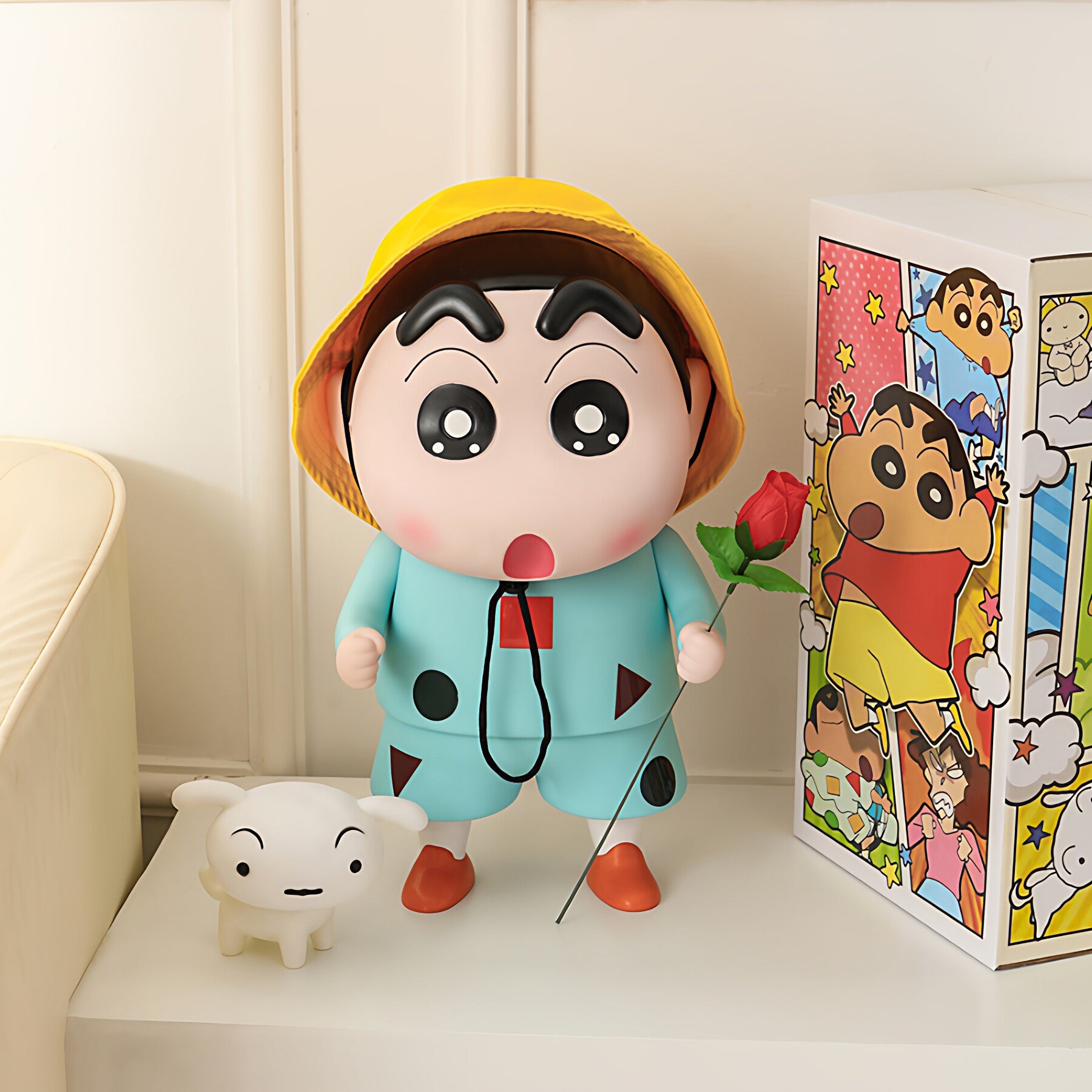 Crayon Shin-chan Hoodie PVC Figurine 40cm – 3 Colors, with Shiro & Rose | HOMEINA