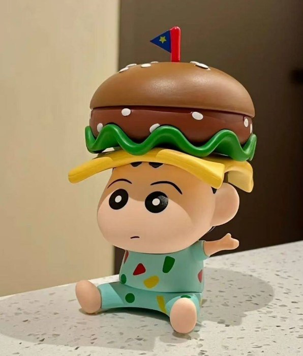 Crayon Shin-chan Burger Hat PVC Figurine – 16cm Anime Collectible | HOMEINA
