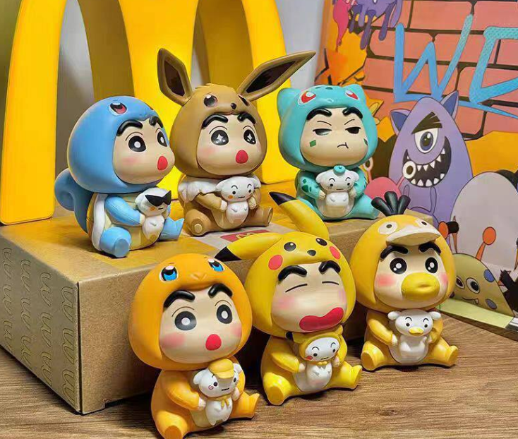 Crayon Shin-chan x Pokémon PVC Figurine Set – 6pcs Anime Collectible 6cm | HOMEINA